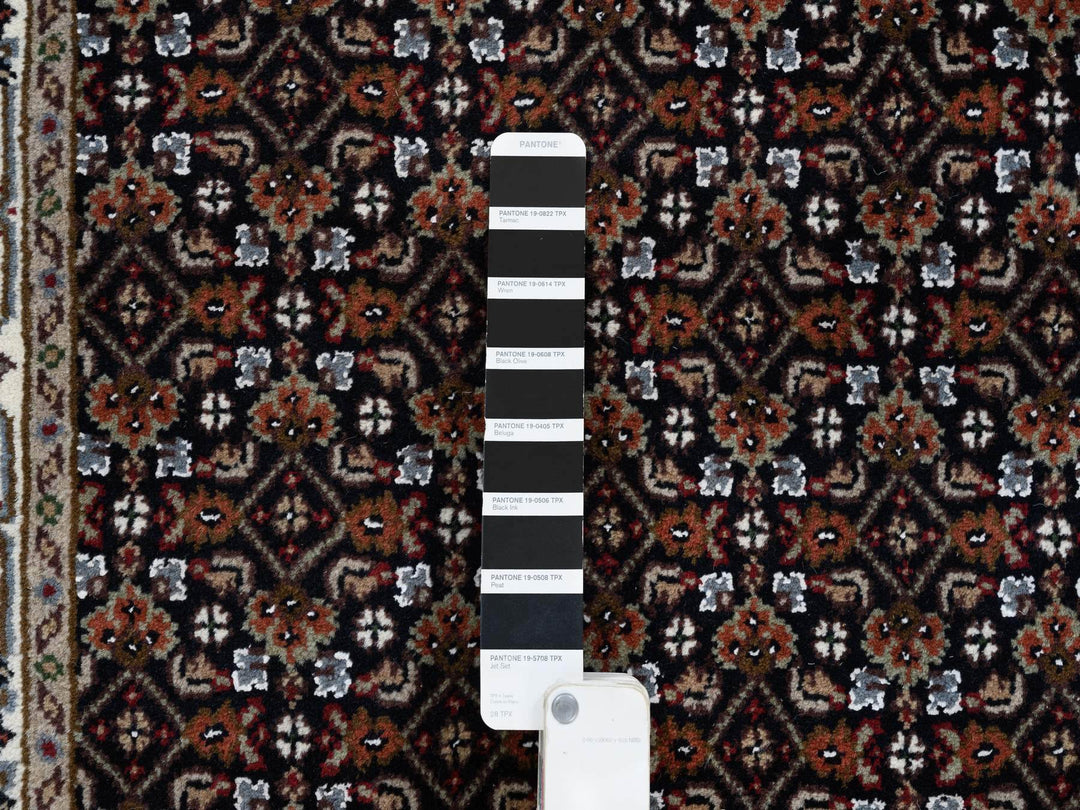 2'5" x 20'0" New Hand Knotted Black Wool & Silk Runner Oriental Rug - MOA10264114
