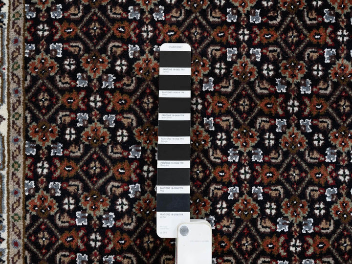 2'5" x 20'0" New Hand Knotted Black Wool & Silk Runner Oriental Rug - MOA10264114