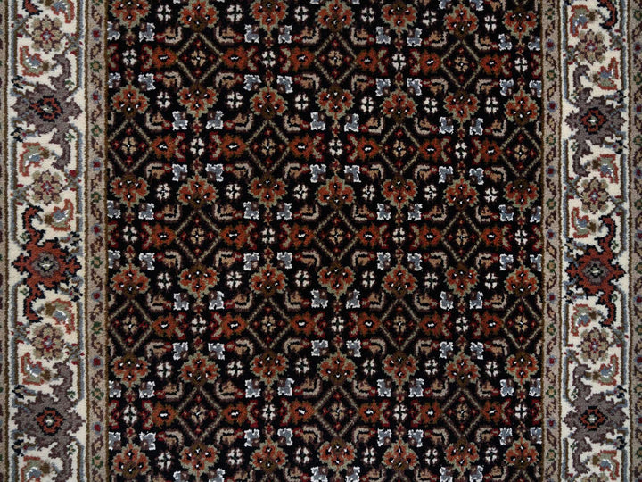 2'5" x 20'0" New Hand Knotted Black Wool & Silk Runner Oriental Rug - MOA10264114