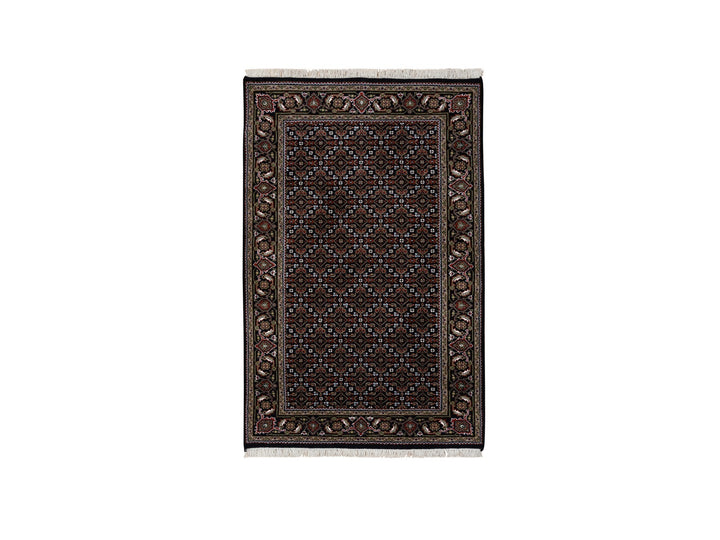 3'0" x 5'2" New Hand Knotted Black Wool Rectangle Oriental Rug - MOA10264117