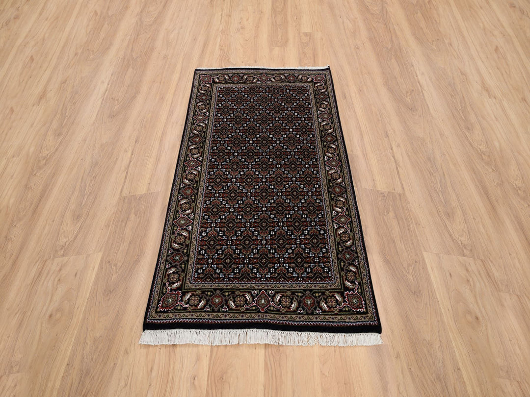 3'0" x 5'2" New Hand Knotted Black Wool Rectangle Oriental Rug - MOA10264117