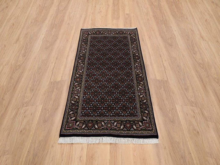 3'0" x 5'2" New Hand Knotted Black Wool Rectangle Oriental Rug - MOA10264117