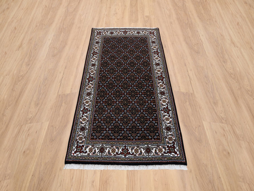 3'0" x 5'1" New Hand Knotted Black Wool Rectangle Oriental Rug - MOA10264121
