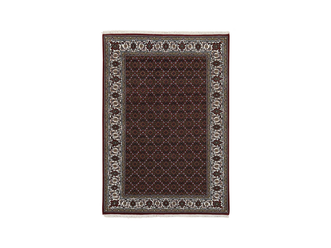 4'0" x 5'10" New Hand Knotted Red Wool & Silk Rectangle Oriental Rug - MOA10264124