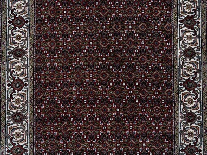 4'0" x 5'10" New Hand Knotted Red Wool & Silk Rectangle Oriental Rug - MOA10264124