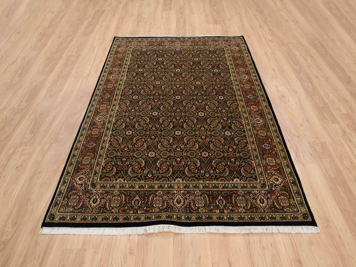 5'2" x 7'4" New Hand Knotted Black Wool Rectangle Oriental Rug - MOA10264125