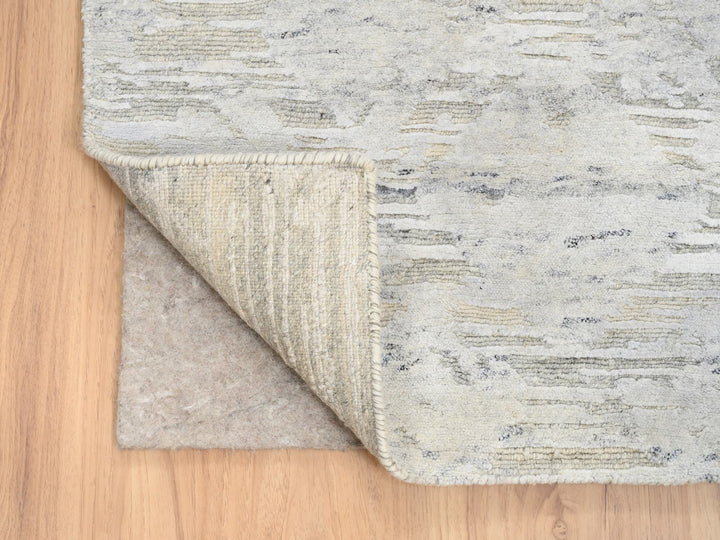 2'7" x 24'3" New Hand Knotted Grey Wool Runner Oriental Rug - MOA10264136