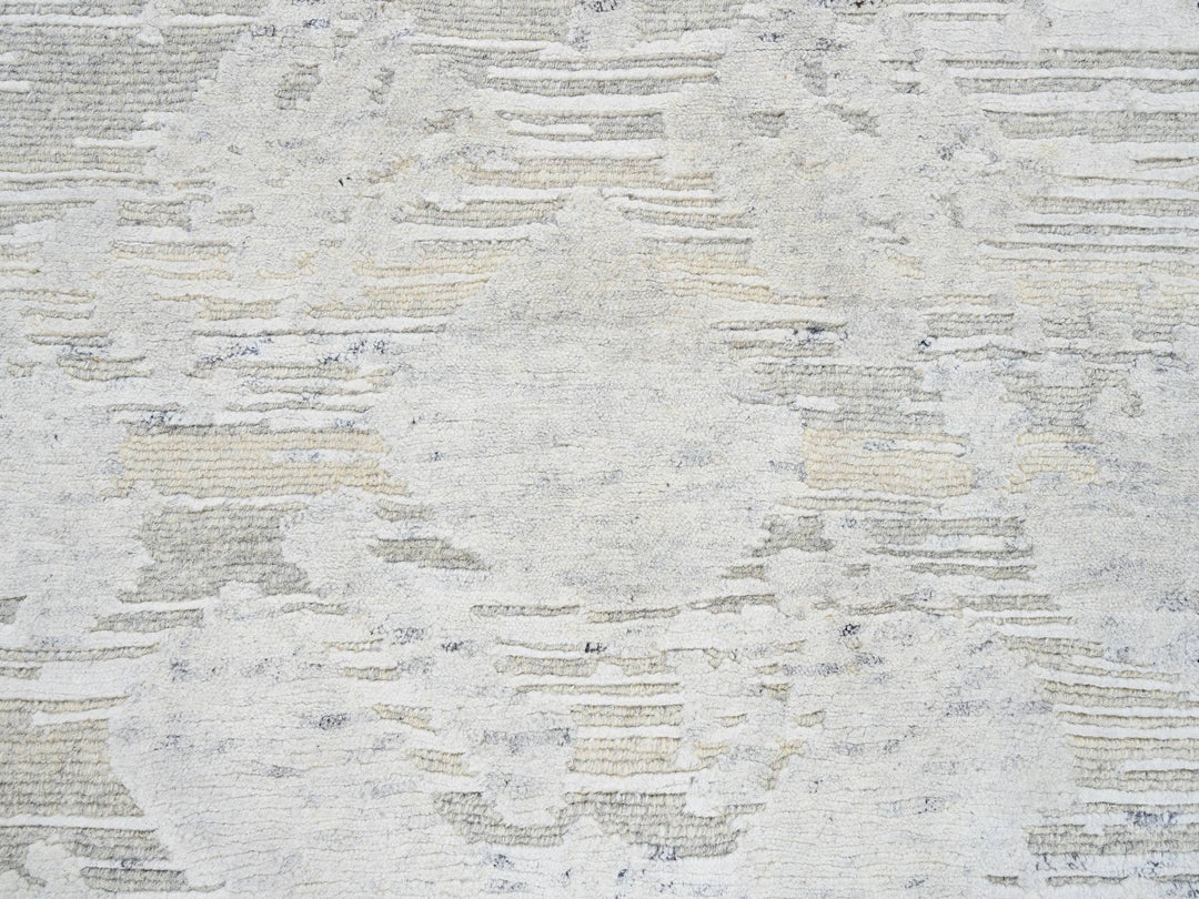 2'7" x 24'3" New Hand Knotted Grey Wool Runner Oriental Rug - MOA10264136