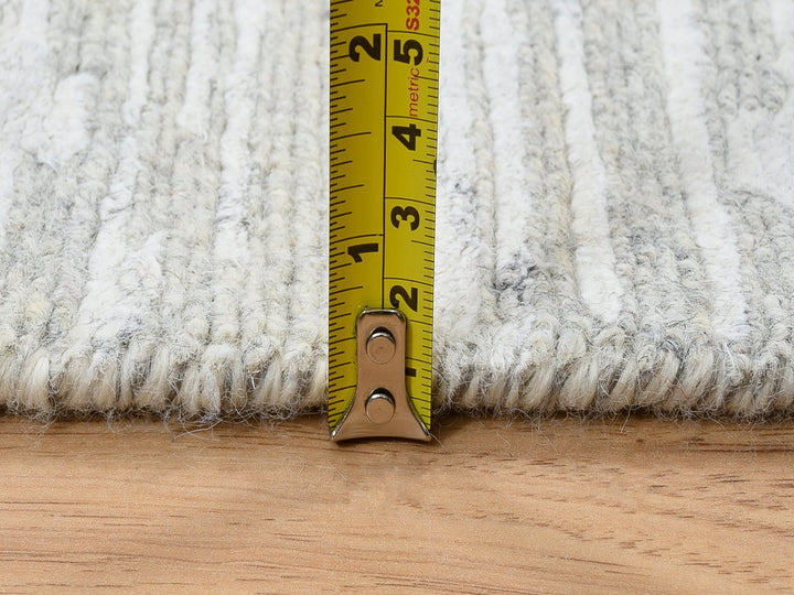 2'7" x 24'3" New Hand Knotted Grey Wool Runner Oriental Rug - MOA10264136