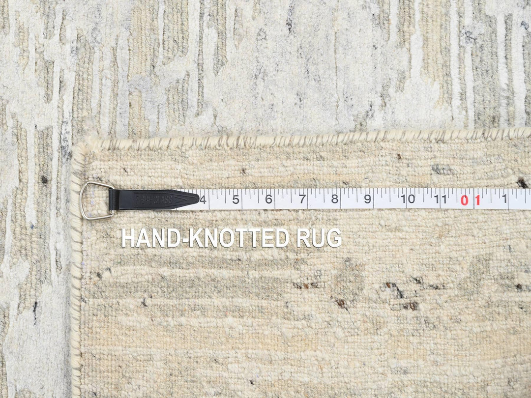 2'7" x 24'3" New Hand Knotted Grey Wool Runner Oriental Rug - MOA10264136