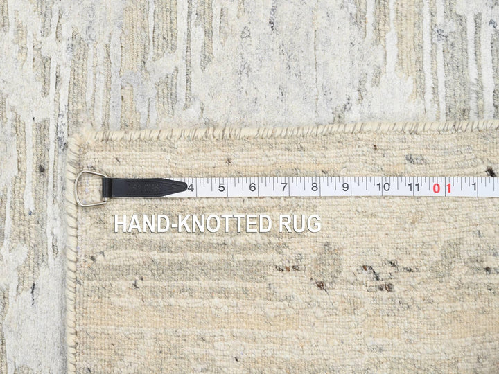 2'7" x 24'3" New Hand Knotted Grey Wool Runner Oriental Rug - MOA10264136