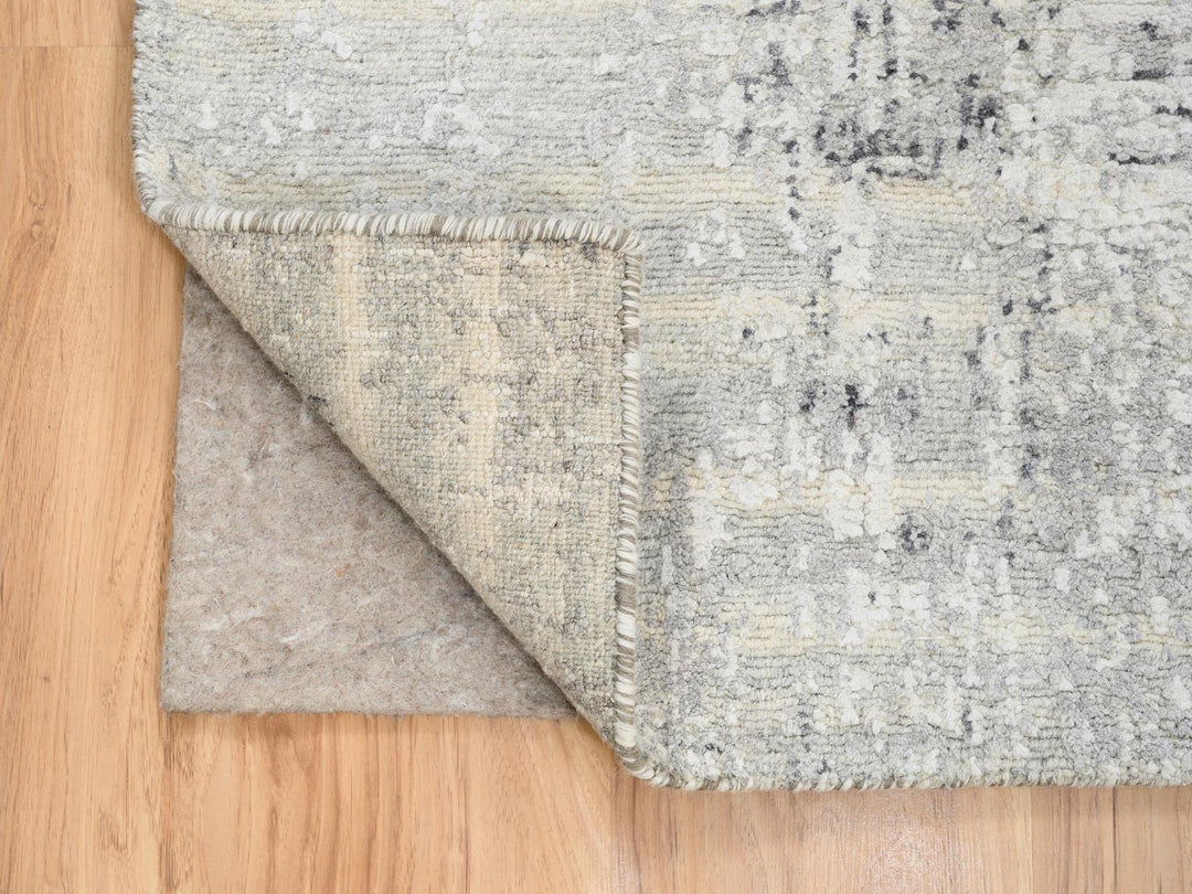 2'6" x 10'1" New Hand Knotted Grey Wool Runner Oriental Rug - MOA10264139