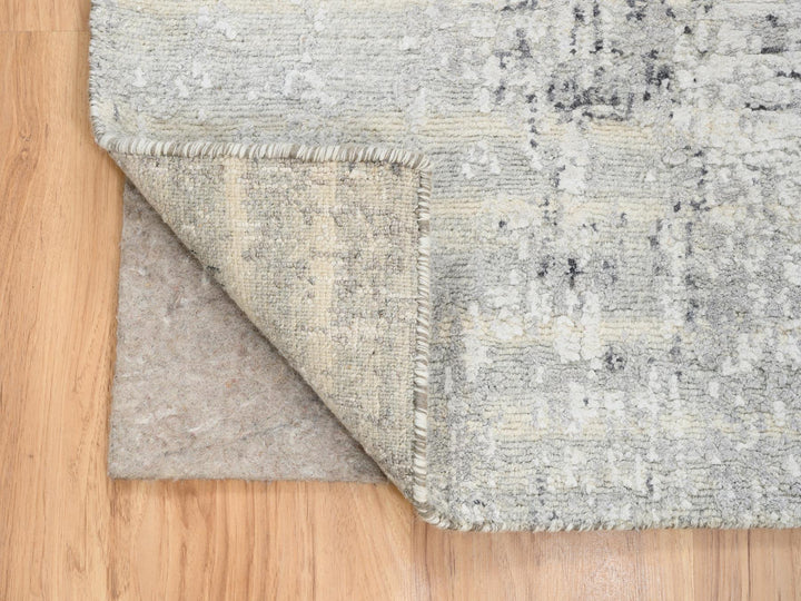 2'6" x 10'1" New Hand Knotted Grey Wool Runner Oriental Rug - MOA10264139