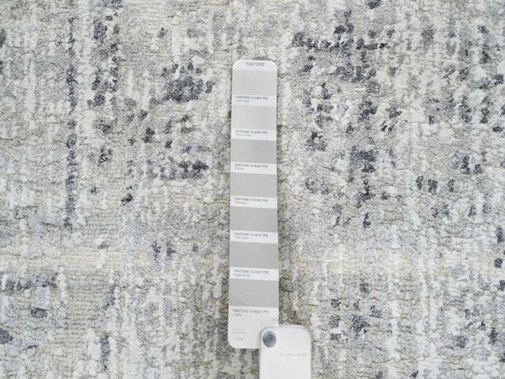 2'6" x 10'1" New Hand Knotted Grey Wool Runner Oriental Rug - MOA10264139