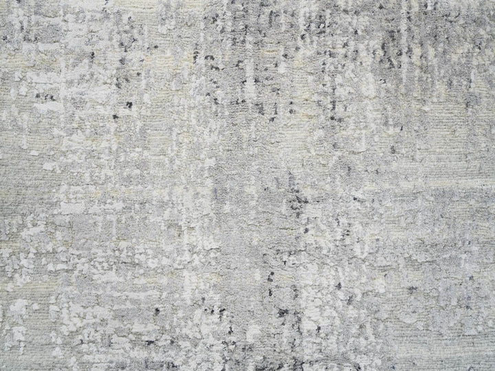 2'6" x 10'1" New Hand Knotted Grey Wool Runner Oriental Rug - MOA10264139