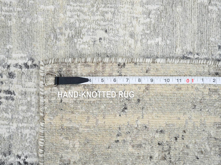 2'6" x 10'1" New Hand Knotted Grey Wool Runner Oriental Rug - MOA10264139