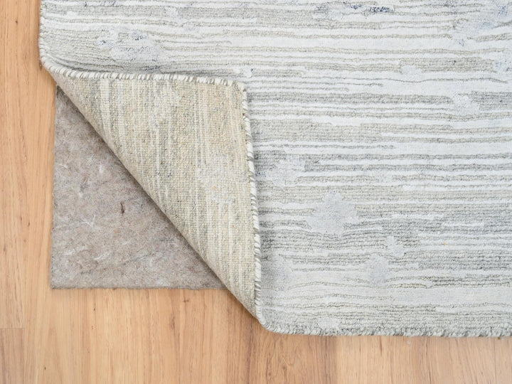 2'6" x 9'9" New Hand Knotted Grey Wool Runner Oriental Rug - MOA10264140