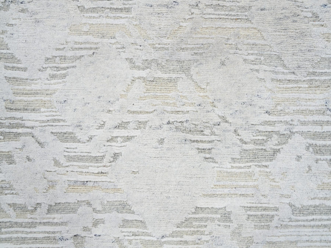 2'6" x 9'9" New Hand Knotted Grey Wool Runner Oriental Rug - MOA10264140