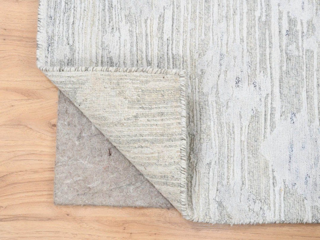 2'7" x 8'2" New Hand Knotted Grey Wool Runner Oriental Rug - MOA10264147