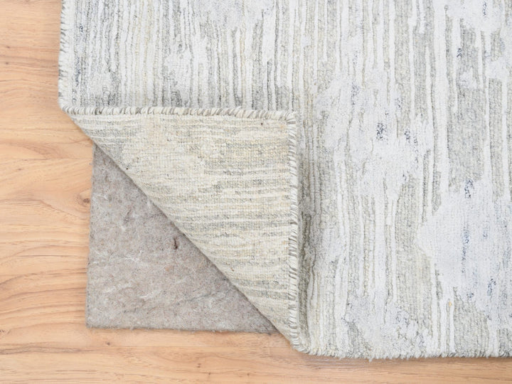 2'7" x 8'2" New Hand Knotted Grey Wool Runner Oriental Rug - MOA10264147