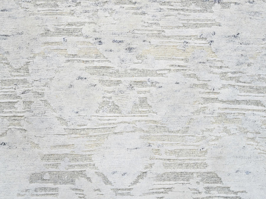 2'7" x 8'2" New Hand Knotted Grey Wool Runner Oriental Rug - MOA10264147