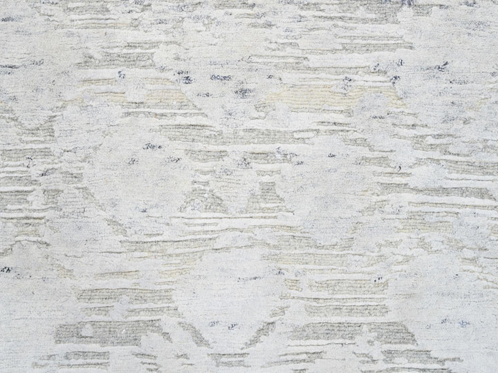 2'7" x 8'2" New Hand Knotted Grey Wool Runner Oriental Rug - MOA10264147