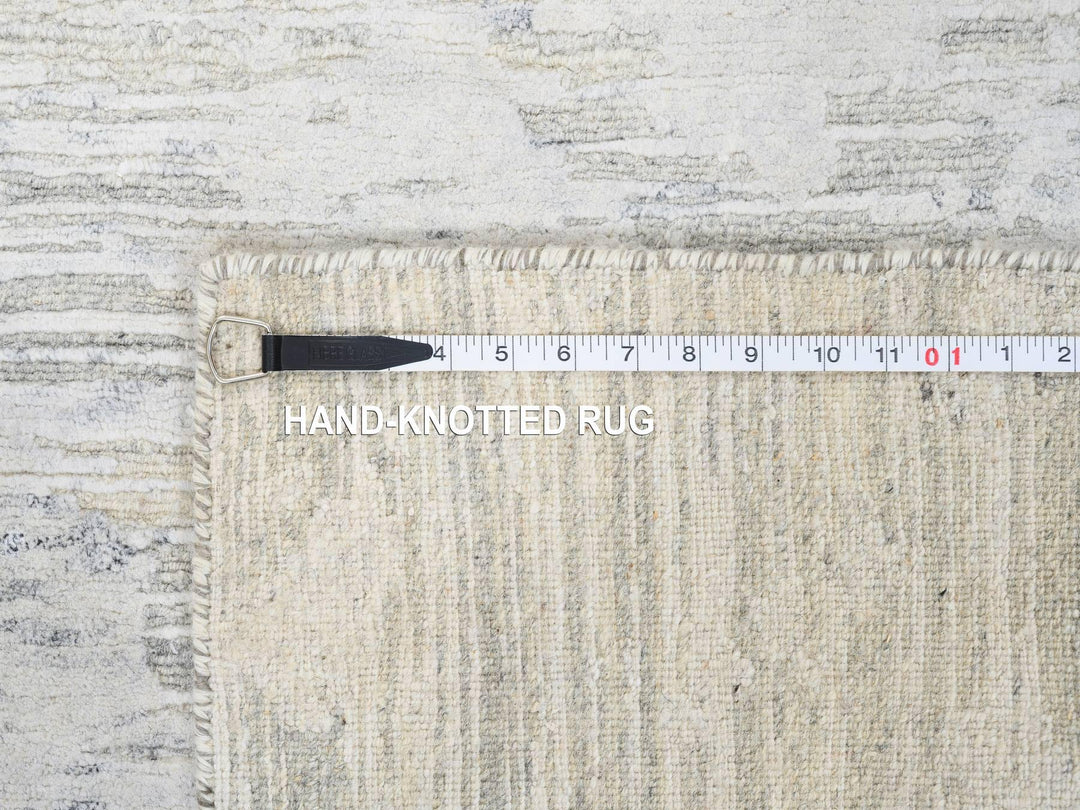 2'7" x 8'2" New Hand Knotted Grey Wool Runner Oriental Rug - MOA10264147