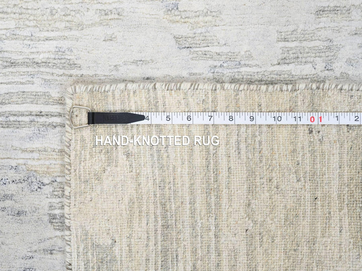 2'7" x 8'2" New Hand Knotted Grey Wool Runner Oriental Rug - MOA10264147