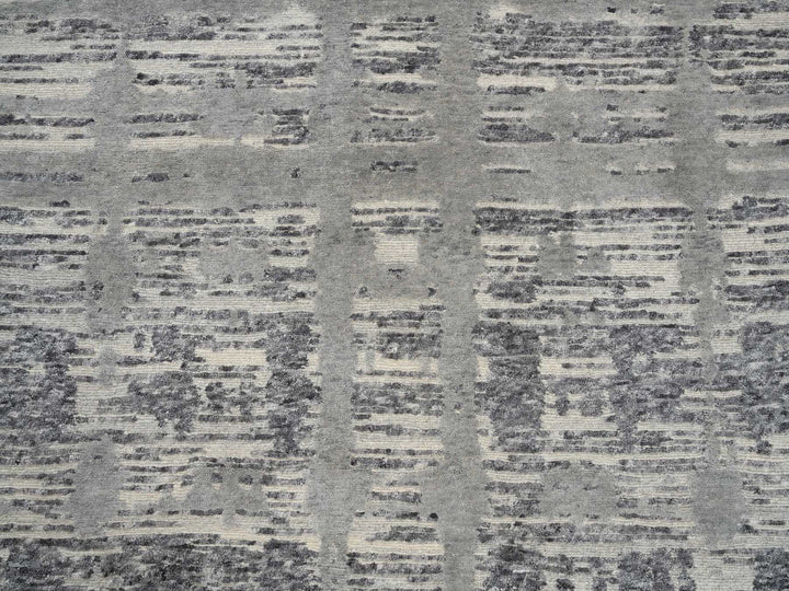 4'1" x 12'0" New Hand Knotted Grey Wool Runner Oriental Rug - MOA10264156