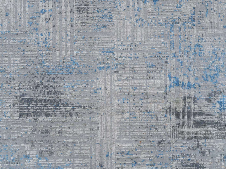 9'1" x 12'1" New Hand Knotted Grey Wool & Silk Rectangle Oriental Rug - MOA10264178