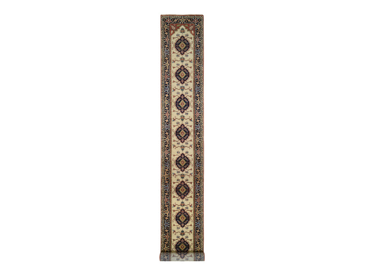 2'5" x 19'9" New Hand Knotted Ivory Wool Runner Oriental Rug - MOA10264202