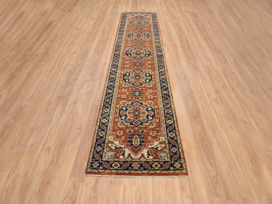 2'6" x 12'2" New Hand Knotted Red Wool Runner Oriental Rug - MOA10264205