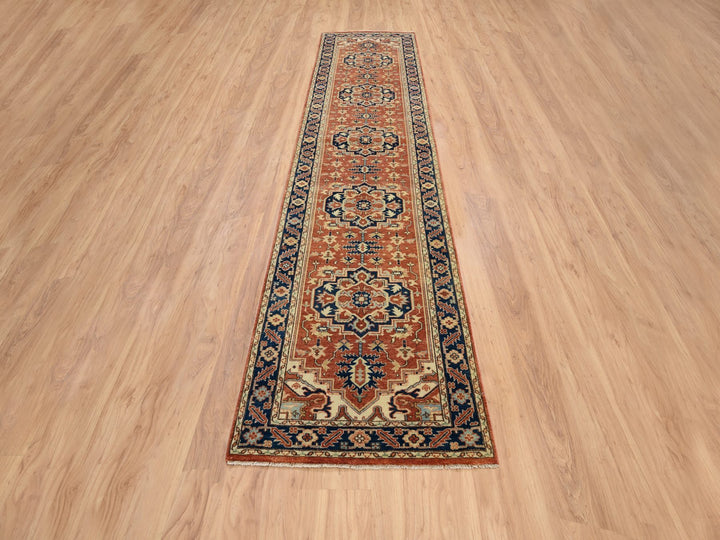 2'6" x 12'2" New Hand Knotted Red Wool Runner Oriental Rug - MOA10264205