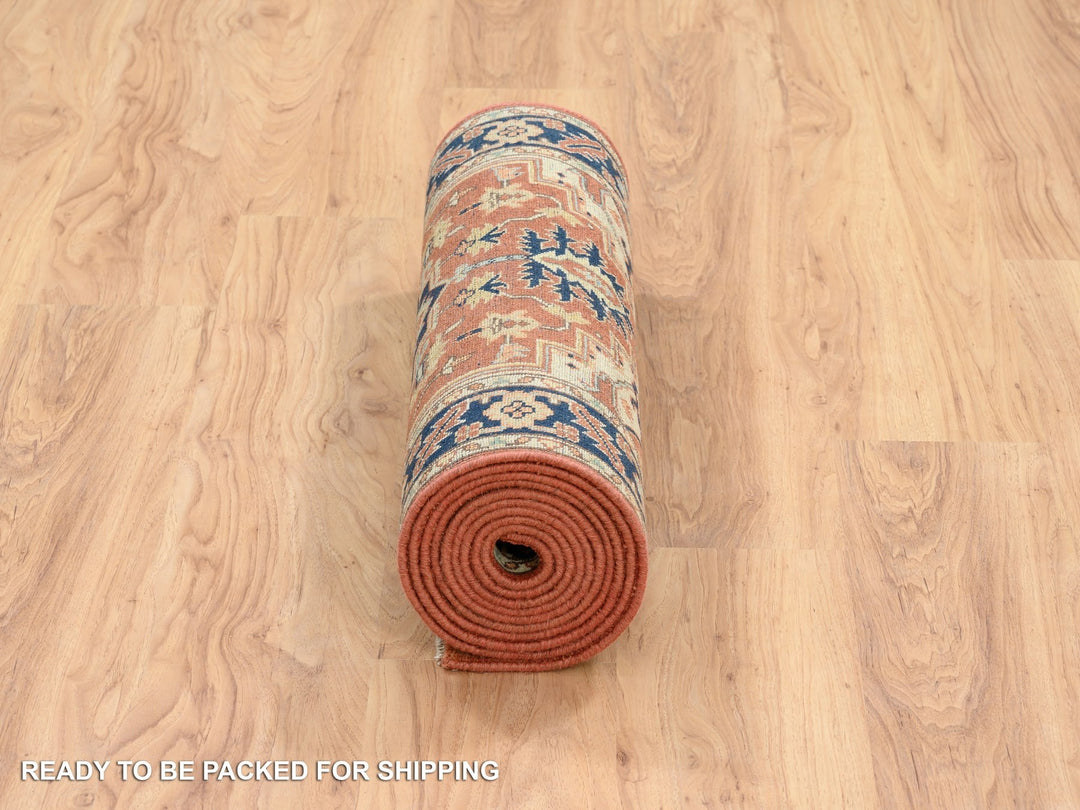 2'6" x 12'2" New Hand Knotted Red Wool Runner Oriental Rug - MOA10264205