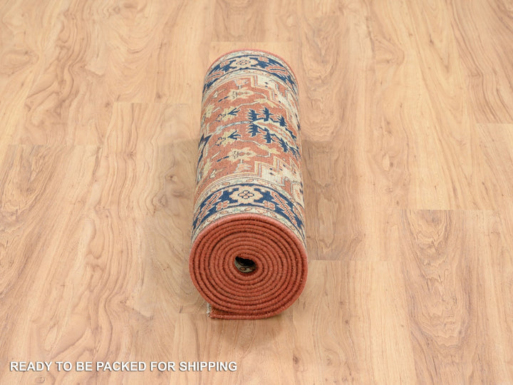 2'6" x 12'2" New Hand Knotted Red Wool Runner Oriental Rug - MOA10264205