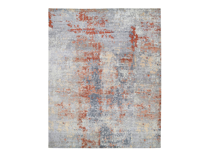 12'0" x 15'3" New Hand Knotted Grey Wool & Silk Rectangle Oriental Rug - MOA10264224