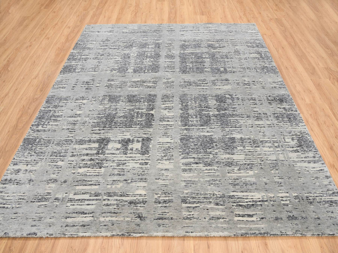 8'1" x 8'2" New Hand Knotted Grey Wool Square Oriental Rug - MOA10264233