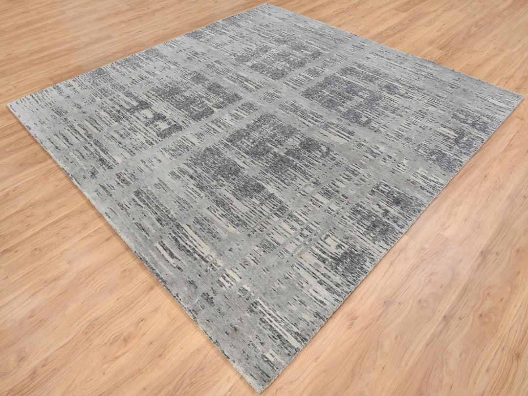 8'1" x 8'2" New Hand Knotted Grey Wool Square Oriental Rug - MOA10264233
