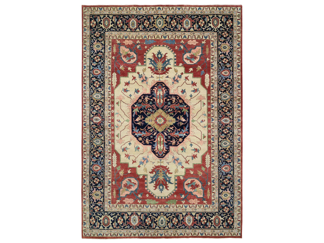 11'9" x 17'10" New Hand Knotted Ivory Wool Rectangle Oriental Rug - MOA10264244