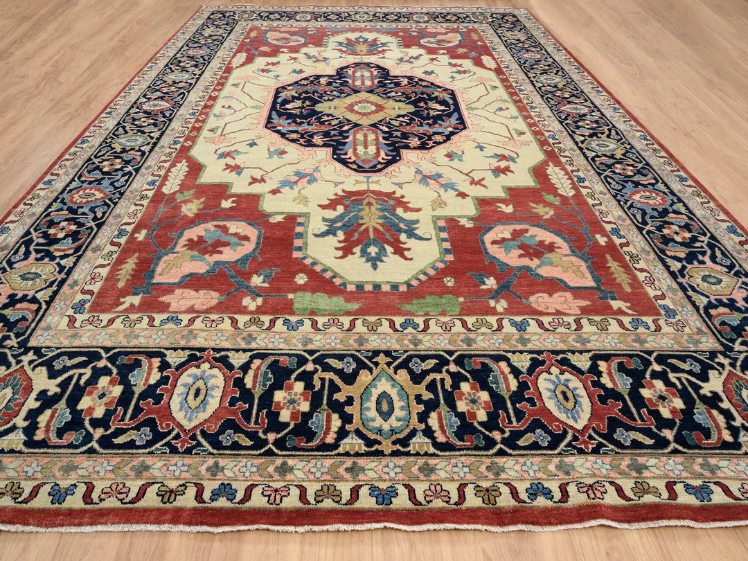 11'9" x 17'10" New Hand Knotted Ivory Wool Rectangle Oriental Rug - MOA10264244