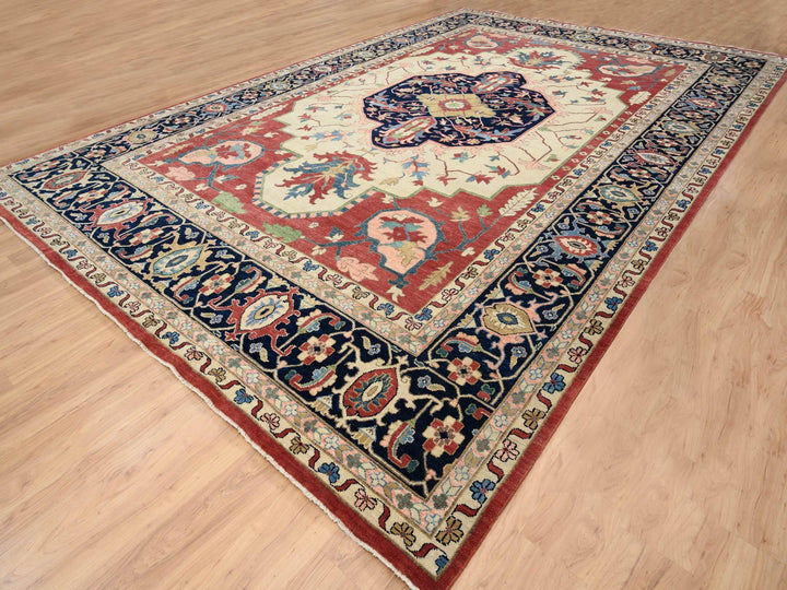 11'9" x 17'10" New Hand Knotted Ivory Wool Rectangle Oriental Rug - MOA10264244