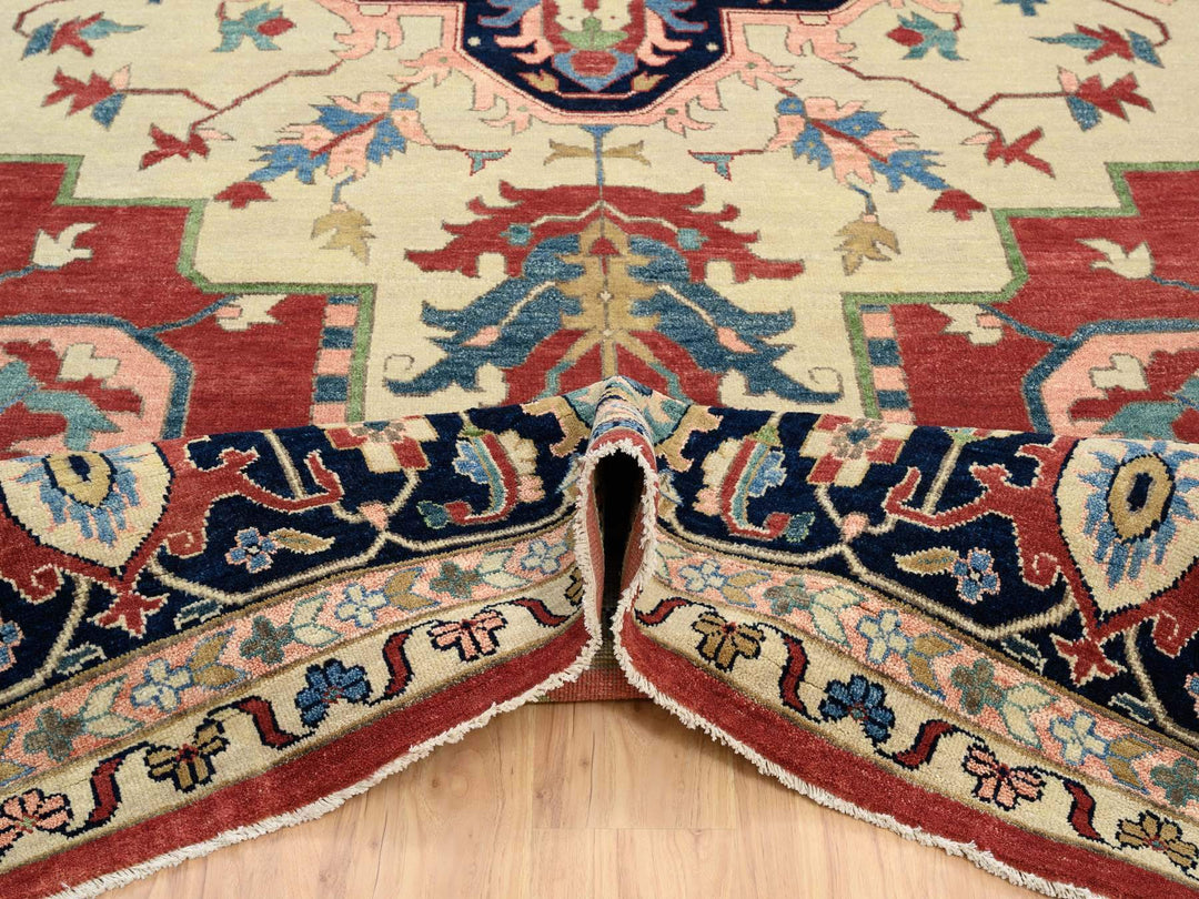 11'9" x 17'10" New Hand Knotted Ivory Wool Rectangle Oriental Rug - MOA10264244