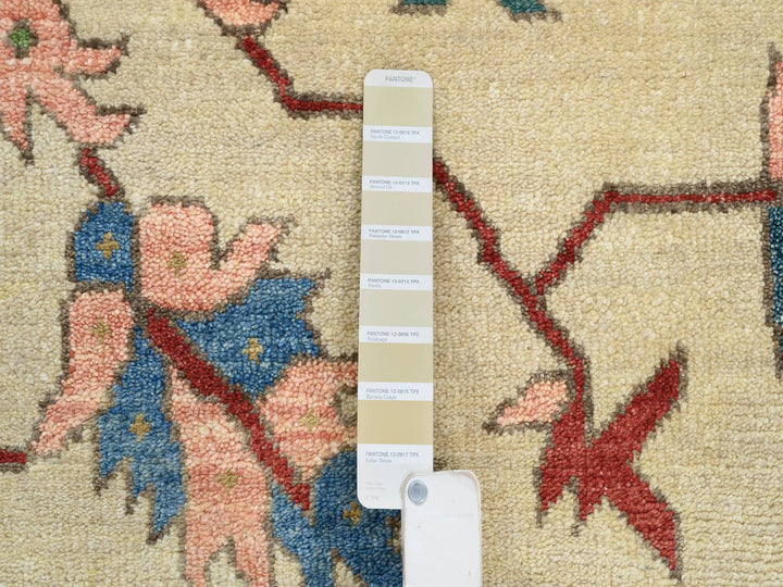 11'9" x 17'10" New Hand Knotted Ivory Wool Rectangle Oriental Rug - MOA10264244
