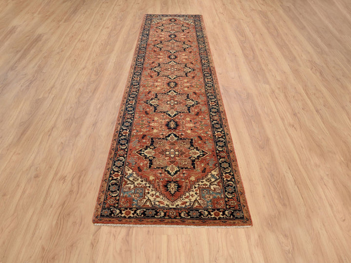 2'7" x 12'0" New Hand Knotted Red Wool Runner Oriental Rug - MOA10264250