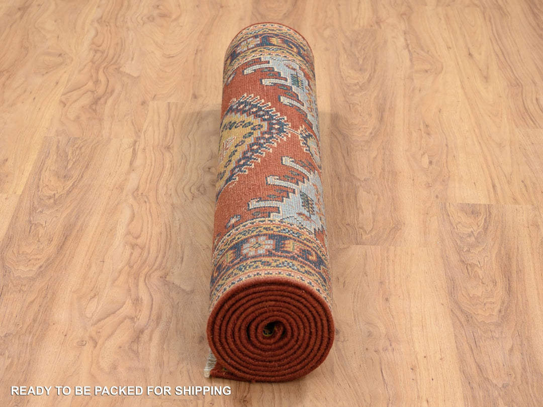 4'0" x 10'0" New Hand Knotted Red Wool Runner Oriental Rug - MOA10264256
