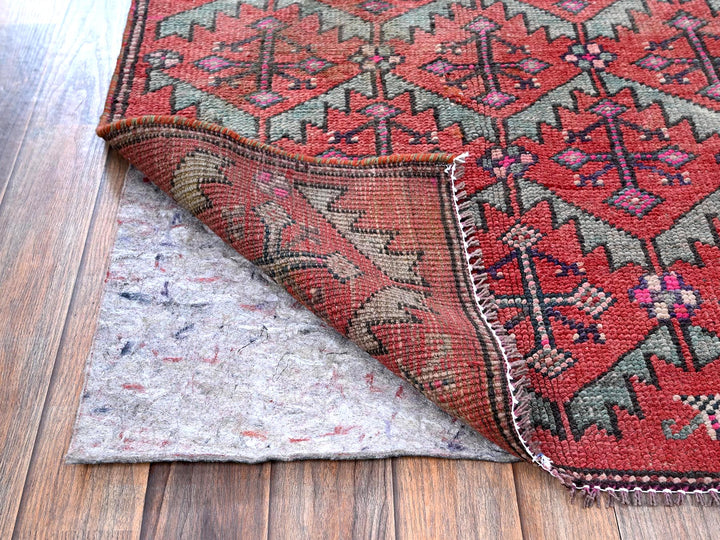 2'8" x 9'10" Vintage Hand Knotted Red Wool Runner Oriental Rug - MOA102642