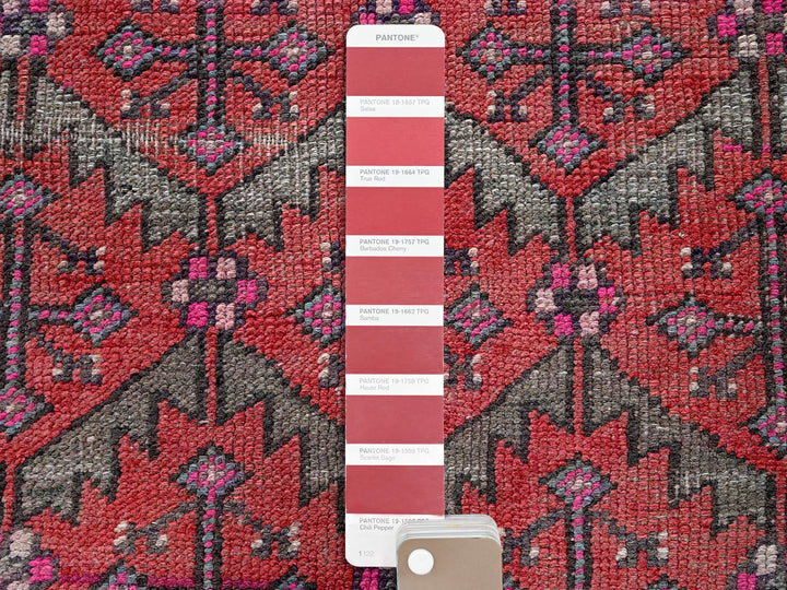 2'8" x 9'10" Vintage Hand Knotted Red Wool Runner Oriental Rug - MOA102642