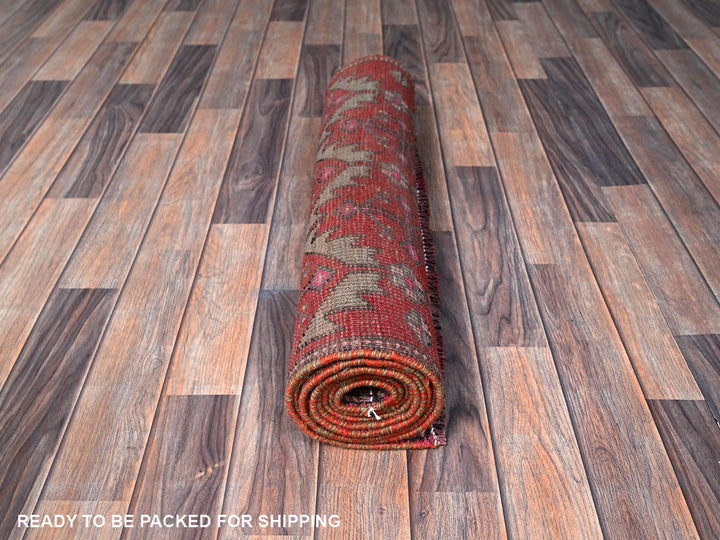 2'8" x 9'10" Vintage Hand Knotted Red Wool Runner Oriental Rug - MOA102642