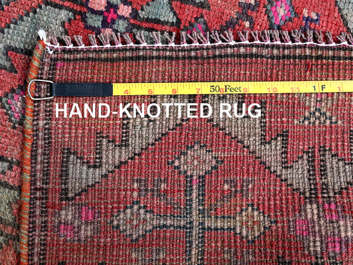 2'8" x 9'10" Vintage Hand Knotted Red Wool Runner Oriental Rug - MOA102642