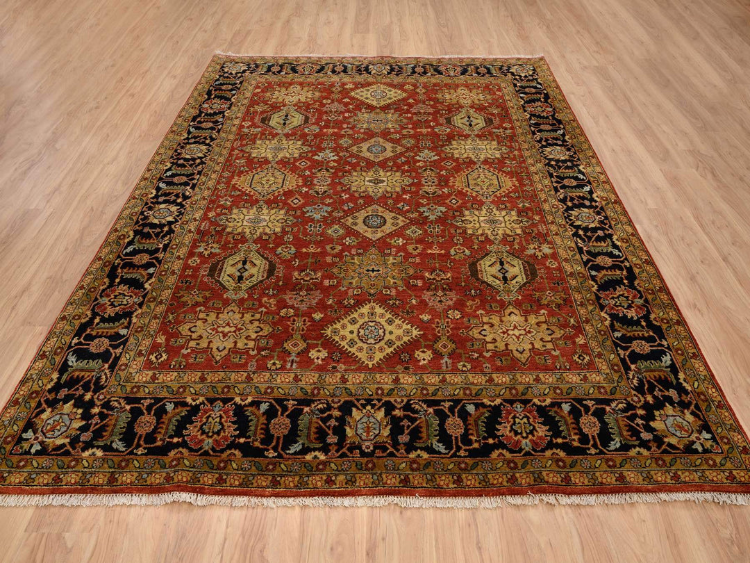 8'2" x 10'0" New Hand Knotted Red Wool Rectangle Oriental Rug - MOA10264331